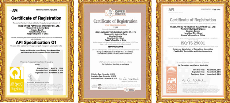 Certificates in oilfield hoses area